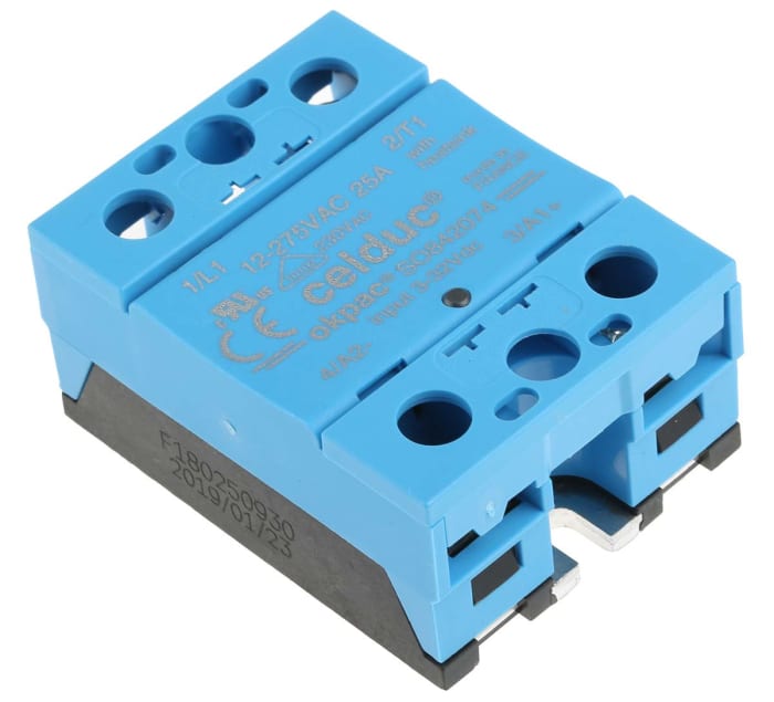 Celduc SO8 Series Solid State Relay, 25 A Load, Panel Mount, 275 V rms Load, 32 V Control