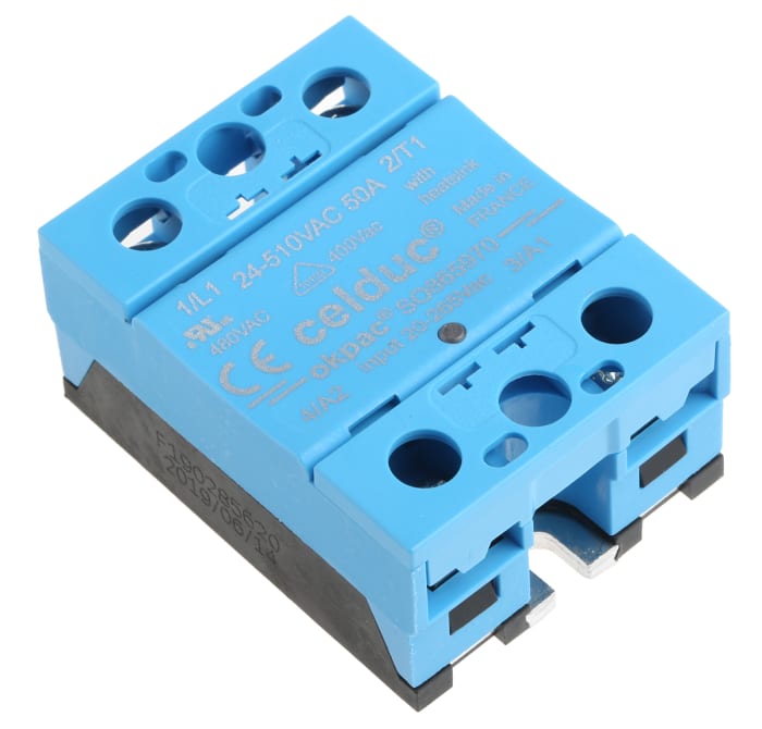 Celduc SO8 Series Solid State Relay, 60 A Load, Panel Mount, 510 V rms Load, 265 V Control