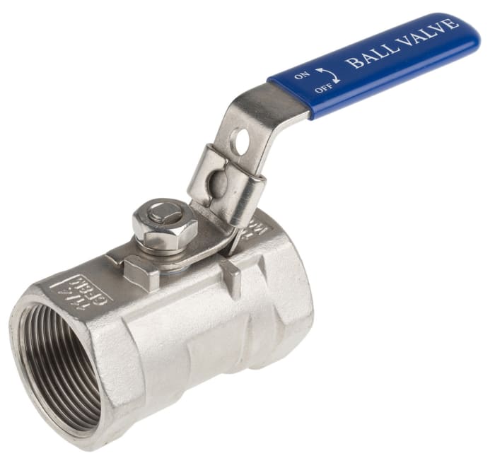 RS PRO Stainless Steel Reduced Bore, 2 Way, Ball Valve, Threaded, BSPP 1 1/4in, 68bar Operating Pressure