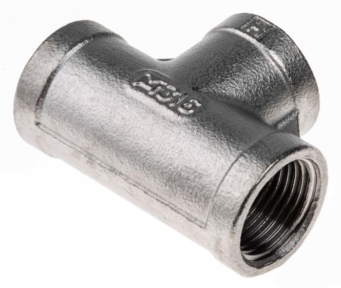 RS PRO Stainless Steel Pipe Fitting, Tee Circular Tee, Female G 3/8in x Female G 3/8in x Female G 3/8in