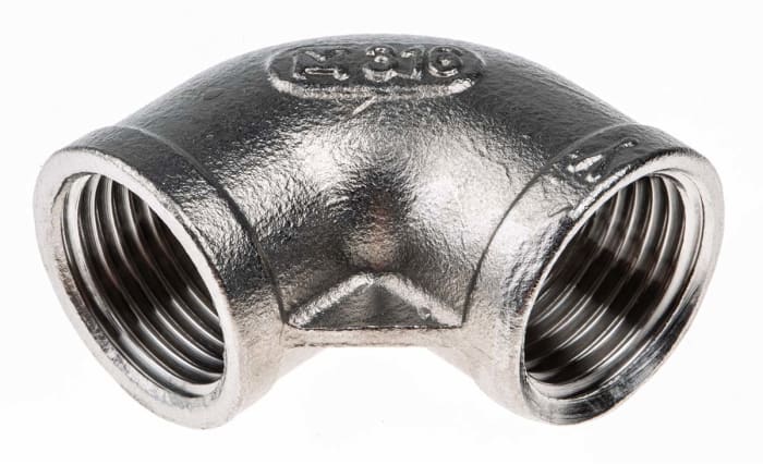 RS PRO Stainless Steel Pipe Fitting, 90° Circular Elbow, Female G 1/2in x  Female G 1/2in