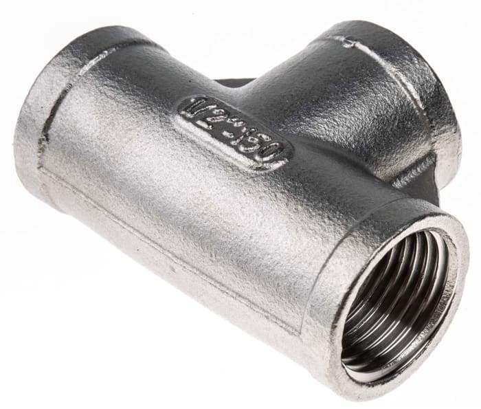 RS PRO Stainless Steel Pipe Fitting, Tee Circular Tee, Female G 1/2in x Female G 1/2in x Female G 1/2in