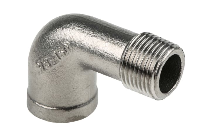 RS PRO Stainless Steel Pipe Fitting, 90° Circular Elbow, Female R Threaded 3/8 in x Male R Threaded 3/8 in