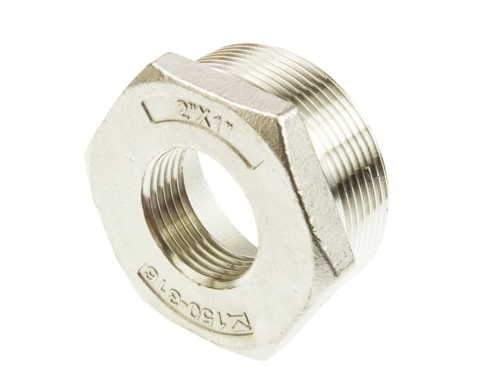 RS PRO Stainless Steel Pipe Fitting, Straight Hexagon Bush, Male Threaded 50.8 mm x Female Threaded 25.4 mm