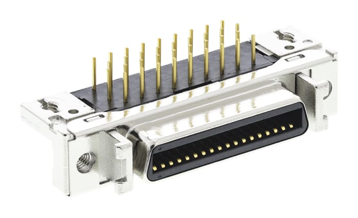 3M MDR 102 36 Way Right Angle Through Hole D-sub Connector Socket, 2.54mm Pitch