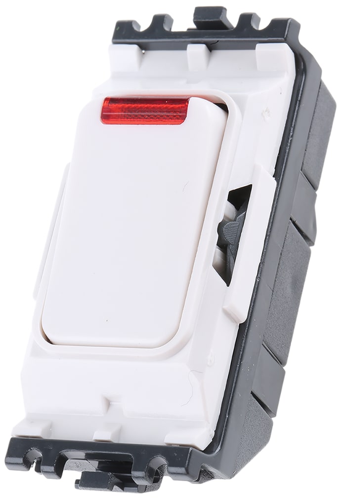 MK Electric 1 Way White Rocker Switch Grid Module 20A, Grid Plus Series