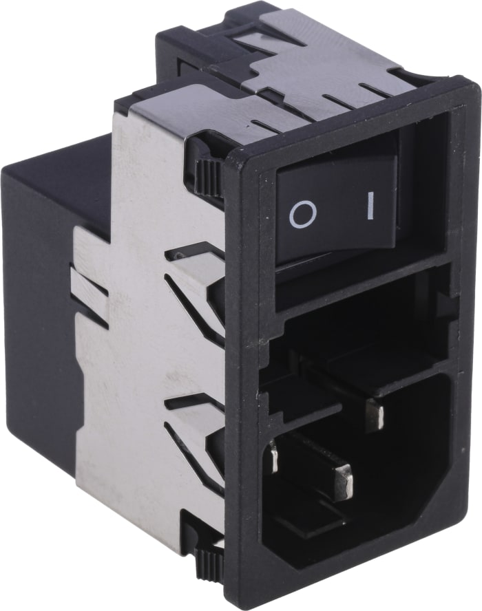 Connecteur IEC filtré Mâle KFM Schurter, 6A, 250 V c.a., Montage rapide, 2 pôles