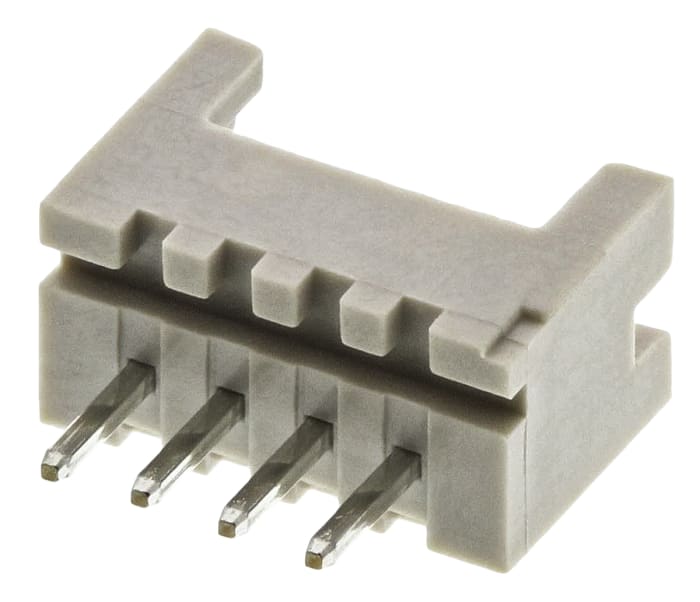 Hirose DF13 Series Straight Through Hole PCB Header, 4 Contact(s), 1.25mm Pitch, 1 Row(s), Shrouded