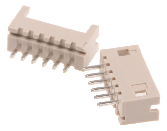 Hirose DF13 Series Straight Through Hole PCB Header, 6 Contact(s), 1.25mm Pitch, 1 Row(s), Shrouded