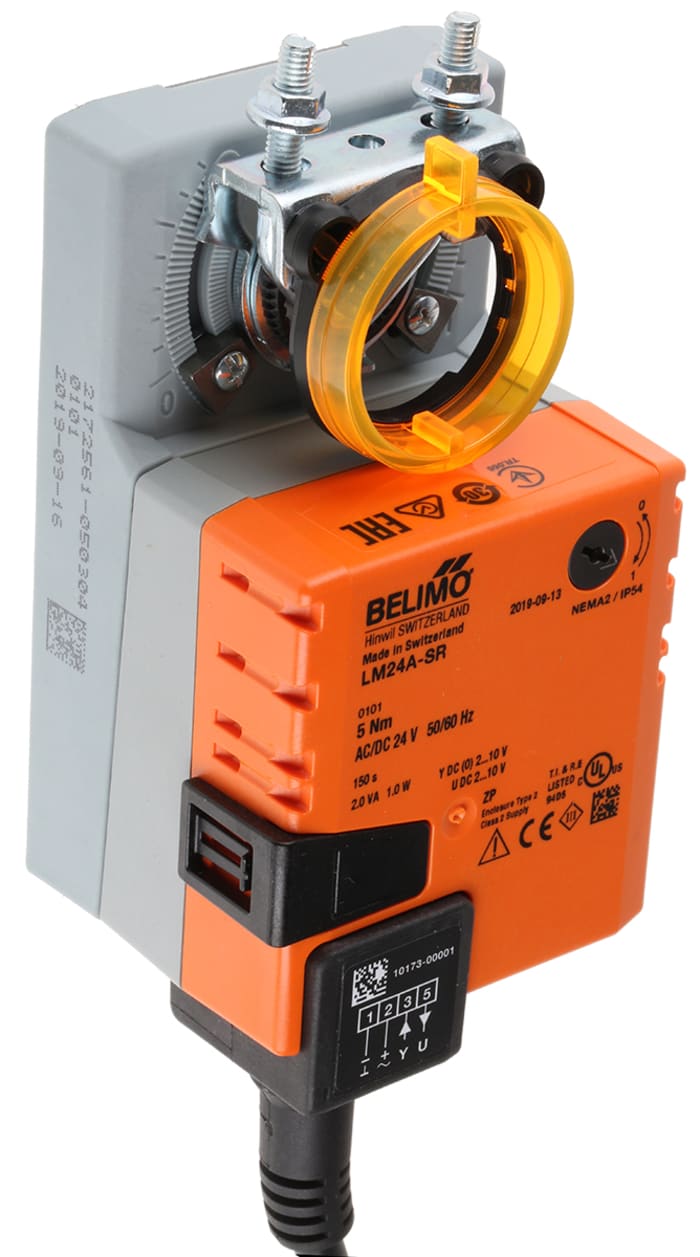 Actuador de compuerta Belimo, par 5Nm, 24 V ac/dc, 1W, para eje de 6 → 20mm, control modulación