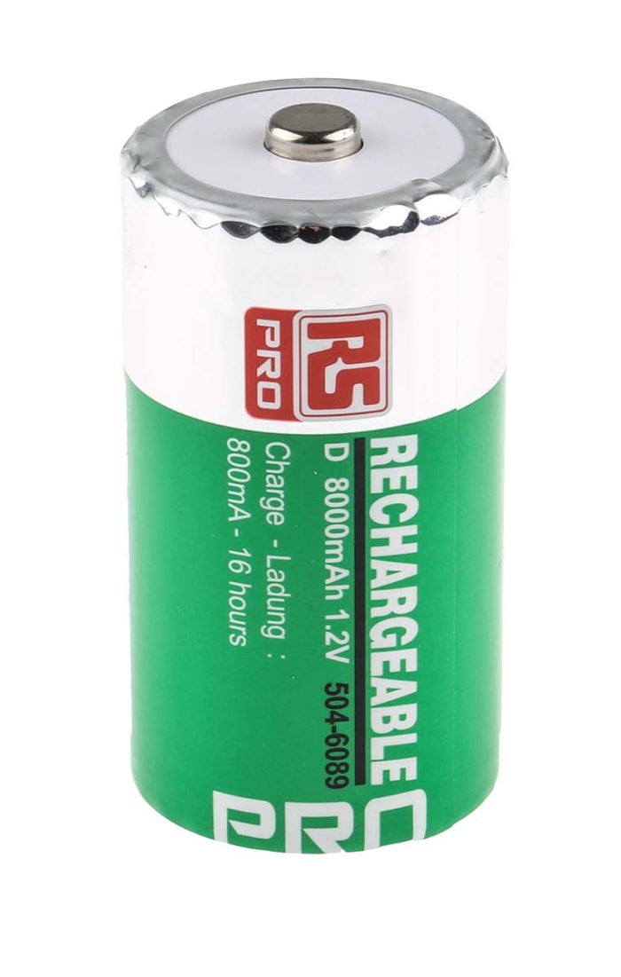 Pila D recargable NiMH, 1.2V, 8Ah