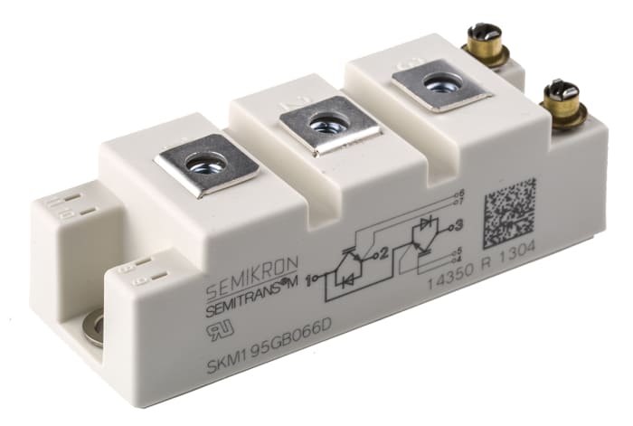 Módulo IGBT, SKM195GB066D, N-Canal, 265 A, 600 V, SEMITRANS2, 7-Pines Serie