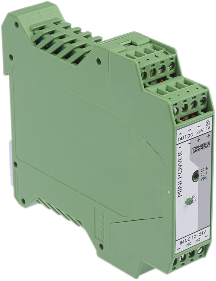Phoenix Contact MINI-PS-12-24DC/24DC/1 DC-DC Converter, 24V dc/ 1A Output, 10 → 32 V dc Input, 24W, DIN Rail