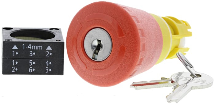 Siemens 3SB3 Series Red Mushroom, Key Reset Actuation, 22mm Cutout