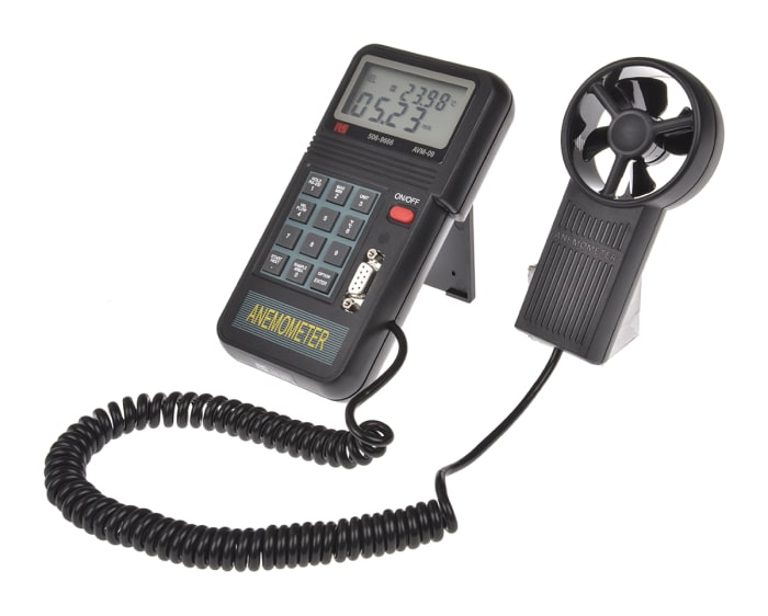 RS PRO Vane Anemometer, 45m/s Max, Measures Air Velocity, Temperature