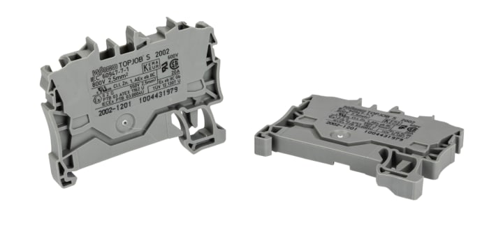 Bloc de jonction de traversée WAGO TOPJOB S, 2002, 2.5mm², Borne à cage enfichable, Gris