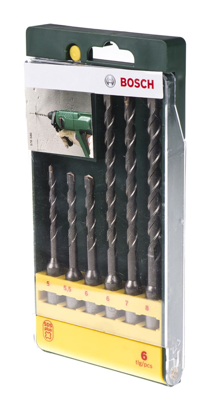 Bosch 6 Piece SDS Drill Bit Set for Masonry 8mm Max 5mm Min Carbide Bits