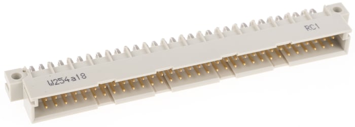 RS PRO 64 Way 2.54mm Pitch, Type B Class C1, 2 Row, Right Angle DIN 41612 Connector, Plug