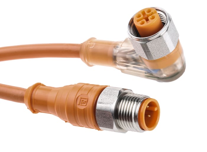 Cable de actuador de sensor Lumberg Automation, con. A Ángulo recto Hembra, con. B Recto Macho, long. 5 m, 32V, IP67