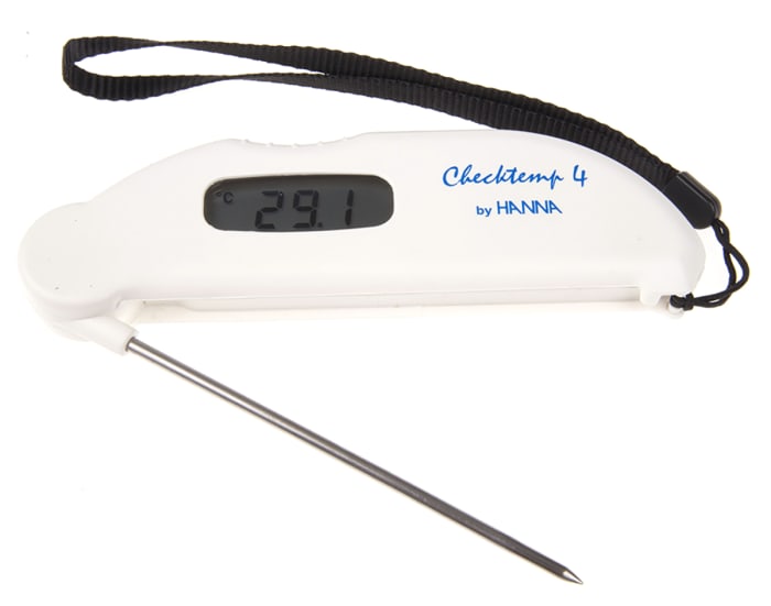 Hanna Instruments CHECKTEMP 4 Wired Folding Thermometer with Probe for Food Industry Use, 1 Input(s), +220°C Max, ±0.3