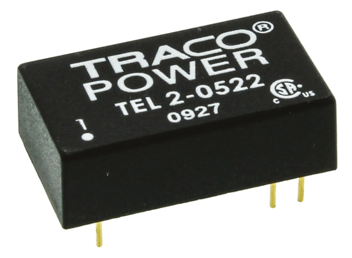 TRACOPOWER TEL 2 DC-DC Converter, ±12V dc/ ±85mA Output, 4.5 → 9 V dc Input, 2W, Through Hole, +75°C Max Temp
