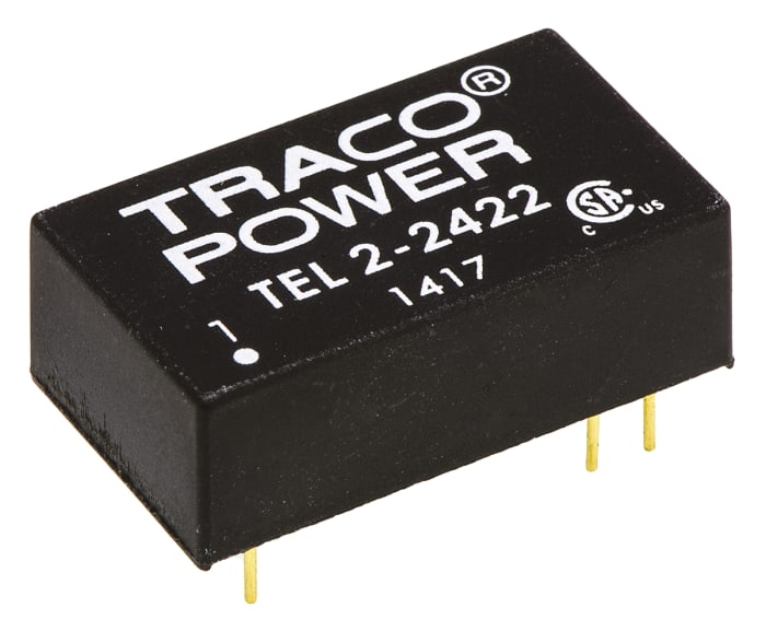 TRACOPOWER TEL 2 DC-DC Converter, ±12V dc/ ±85mA Output, 18 → 36 V dc Input, 2W, Through Hole, + 80°C Max Temp