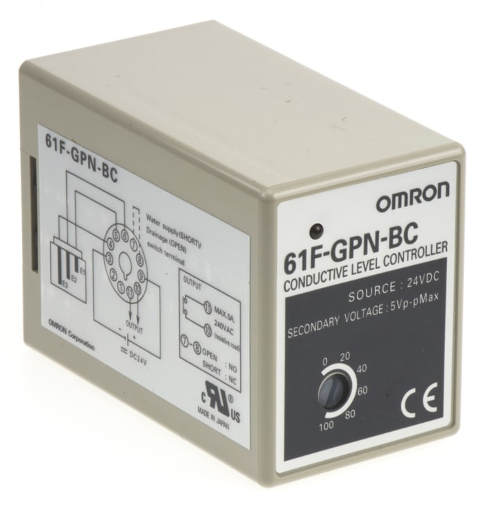 Contrôleur de niveau Omron 61F-GPN-BT / -BC, Rail DIN, 24 V c.c.