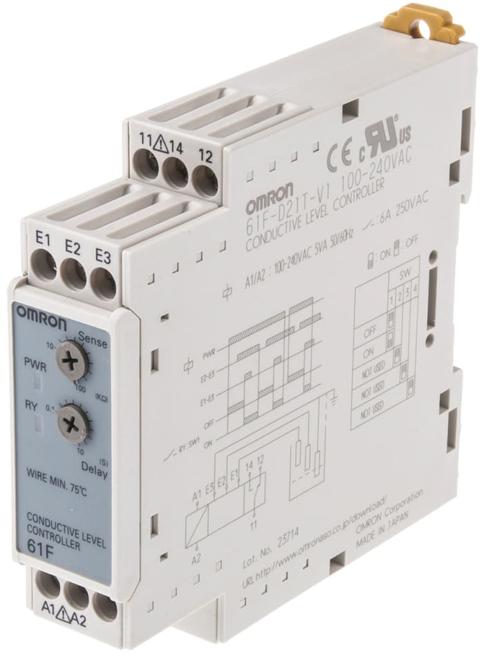 Omron Level Controller - DIN Rail Mount, 200 → 230 V ac