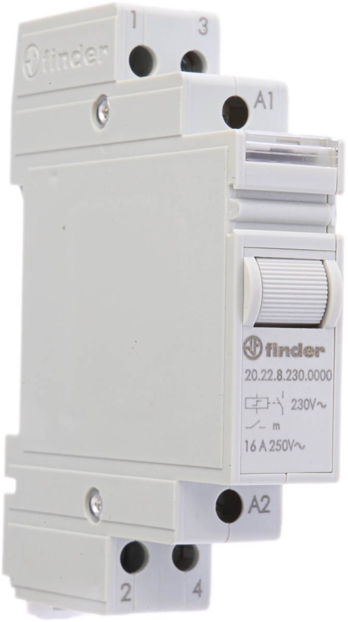 Télérupteur modulaire Finder 20 Series, 2 NO, bobine 230V c.a. Rail DIN 6.5W