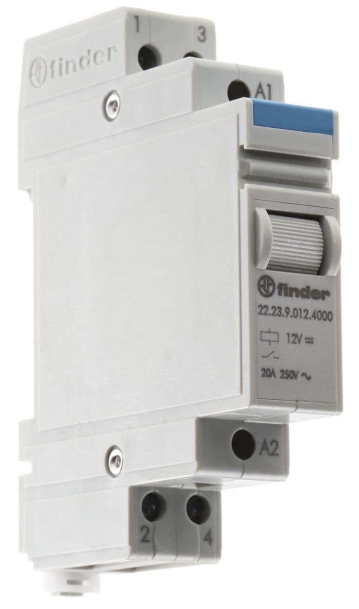 22.23.9.012.4000 Finder Finder DIN Rail Power Relay, 12V dc Coil, 20A