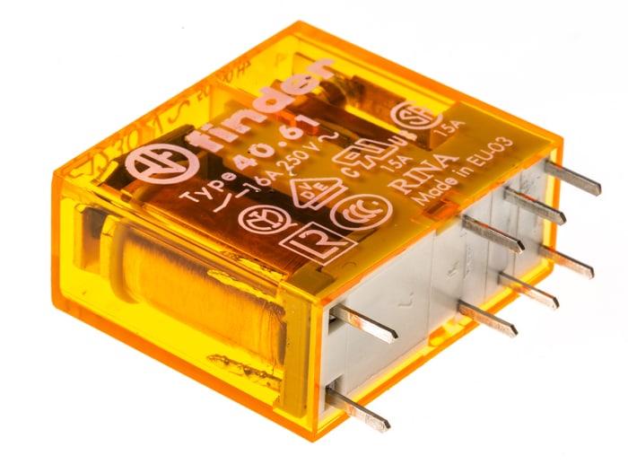 Relais Finder 40 Series, 1 RT, bobine 230V c.a. Montage sur CI 1.2W
