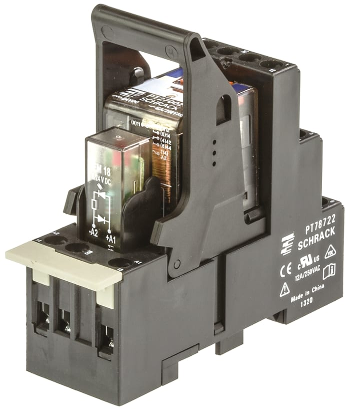 TE Connectivity DIN Rail Power Relay, 24V dc Coil, 12A Switching Current, DPDT