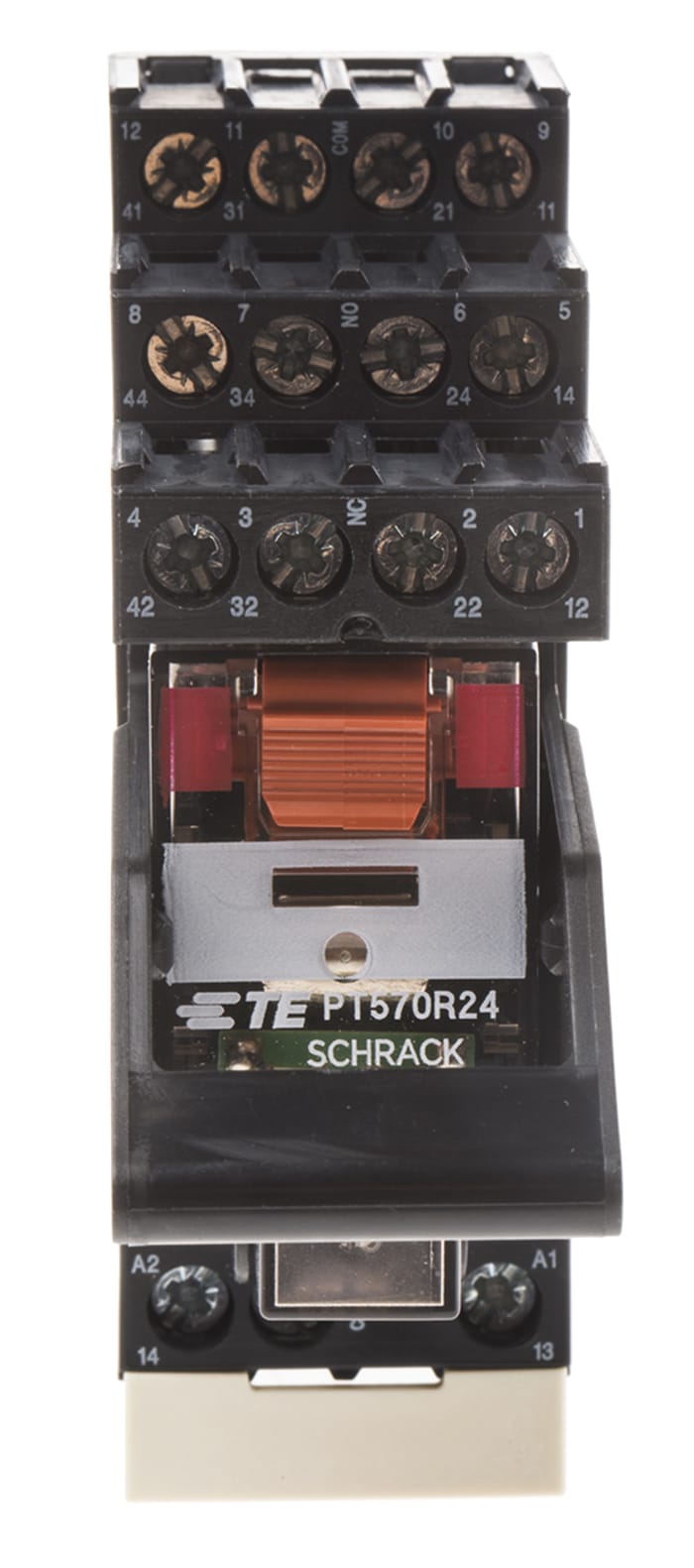 TE Connectivity DIN Rail Power Relay, 24V ac Coil, 6A Switching Current, 4PDT