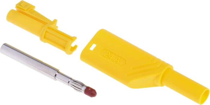 Hirschmann Test & Measurement Yellow Male Banana Plug, 4 mm Connector, Screw Termination, Nickel Plating