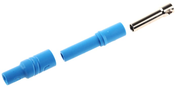 Banánková zásuvka, 24A, 4 mm, 1000V ac/dc, Modrá, Samice, materiál kontaktu: Mosaz, délka: 48.2mm Zásuvka na banánky