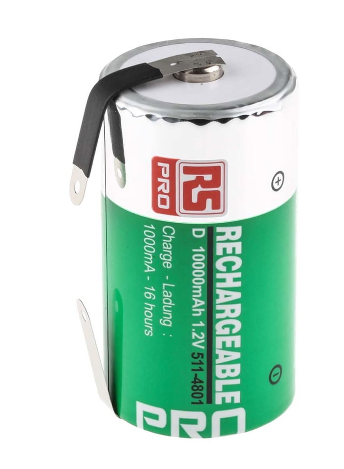 Pile rechargeable D 10Ah NiMH 1.2V RS PRO, Sortie Cosses