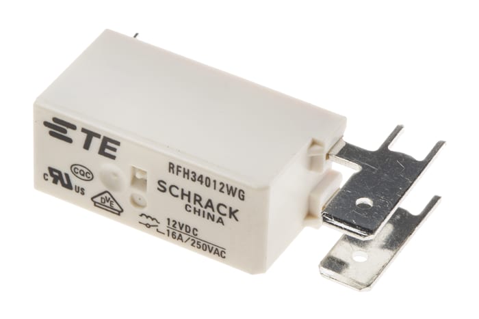Relé de potencia sin enclavamiento TE Connectivity RF de 1 polo, SPST, bobina 12V dc, 16A, Montaje en PCB