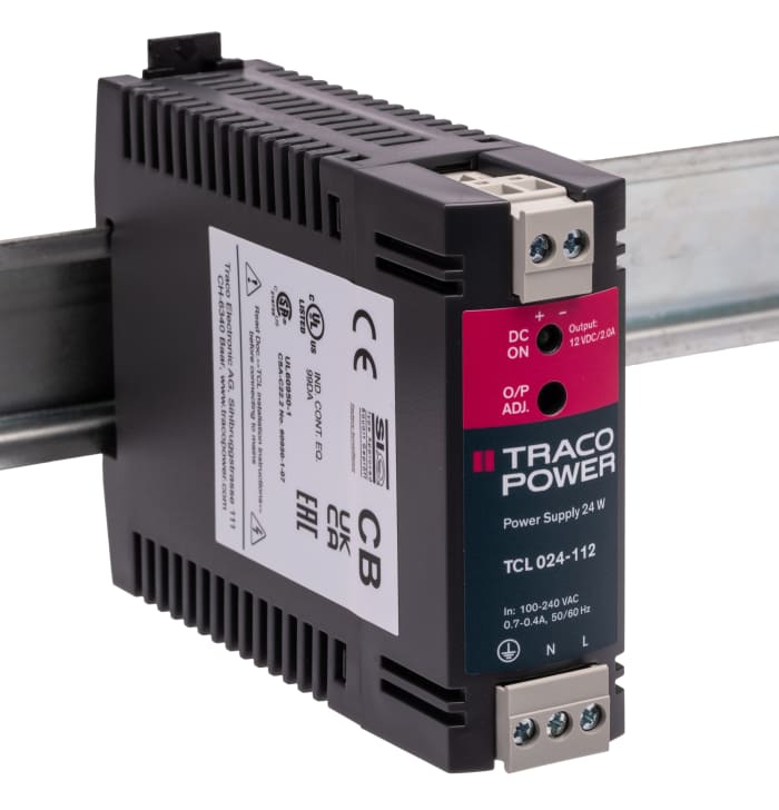 TRACOPOWER TCL Switched Mode DIN Rail Power Supply, 85 → 264 V ac / 85 → 375V dc ac, dc Input, 12V dc dc