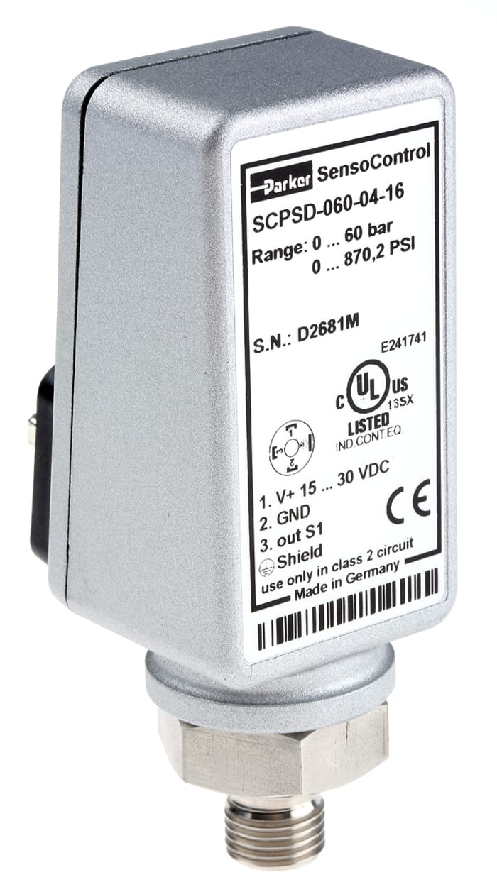 SCPSD0600416 Parker Parker Pressure Switch, G 1/4 0bar to 60 bar 5116655 RS Components