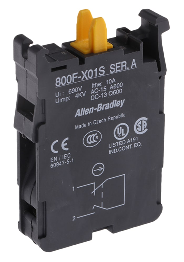 Allen Bradley 800F Series Contact Block, 690V, 1NC