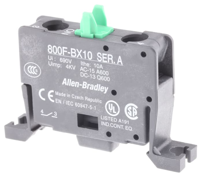 Allen Bradley 800F Series Contact Block, 600V, 1NO