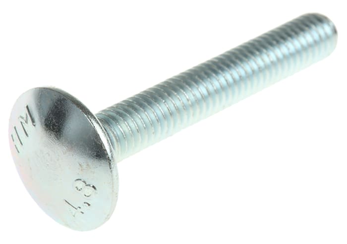 Bright Zinc Plated Steel Coach Bolt, M6 x 40mm