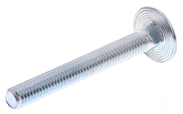 Bright Zinc Plated Steel Coach Bolt, M6 x 50mm