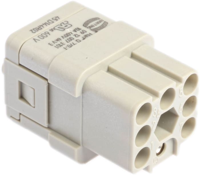 HARTING Heavy Duty Power Connector Insert, 10A, Female, Han Q Series, 8 Contacts