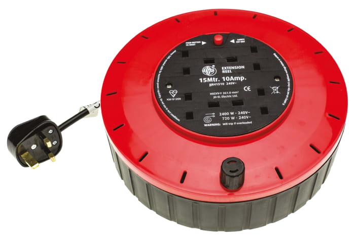 Schneider Electric 15m 4 Socket Type G - British Cable Reel Cassette Reel, 240 V