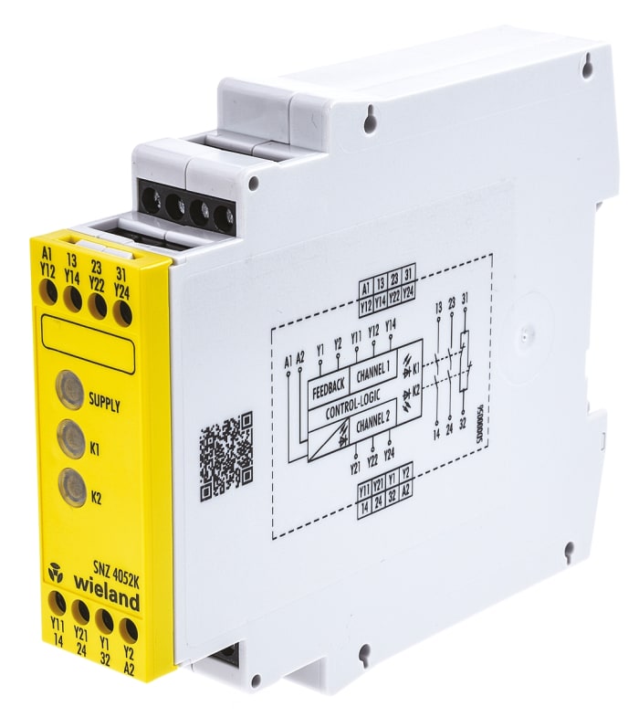 Relais de sécurité Wieland SNZ 4052, 24V c.a. / V c.c., 2 canaux, 2 contacts de sécurité