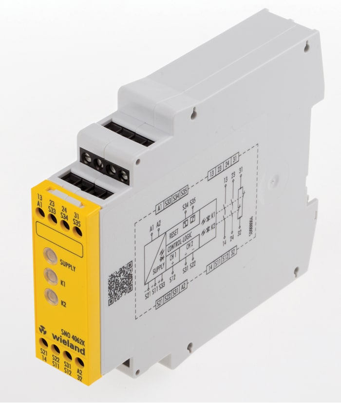 Wieland Dual-Channel Safety Switch/Interlock Safety Relay, 24V ac/dc, 2 Safety Contacts