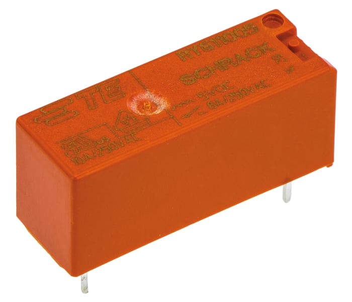 TE Connectivity PCB Mount Power Relay, 5V dc Coil, 8A Switching Current, SPDT