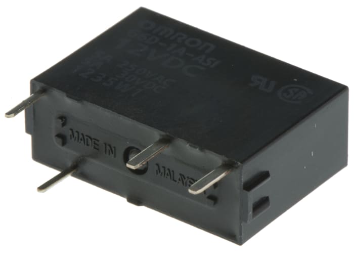 Relé de potencia sin enclavamiento Omron G6D de 1 polo, SPST, bobina 12V dc, 5A, Montaje en PCB