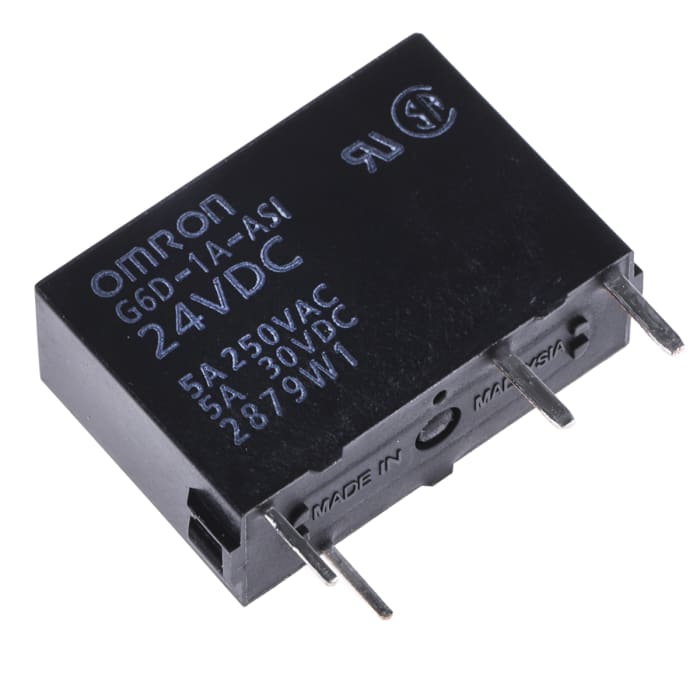 Relé de potencia sin enclavamiento Omron G6D de 1 polo, SPST, bobina 24V dc, 5A, Montaje en PCB